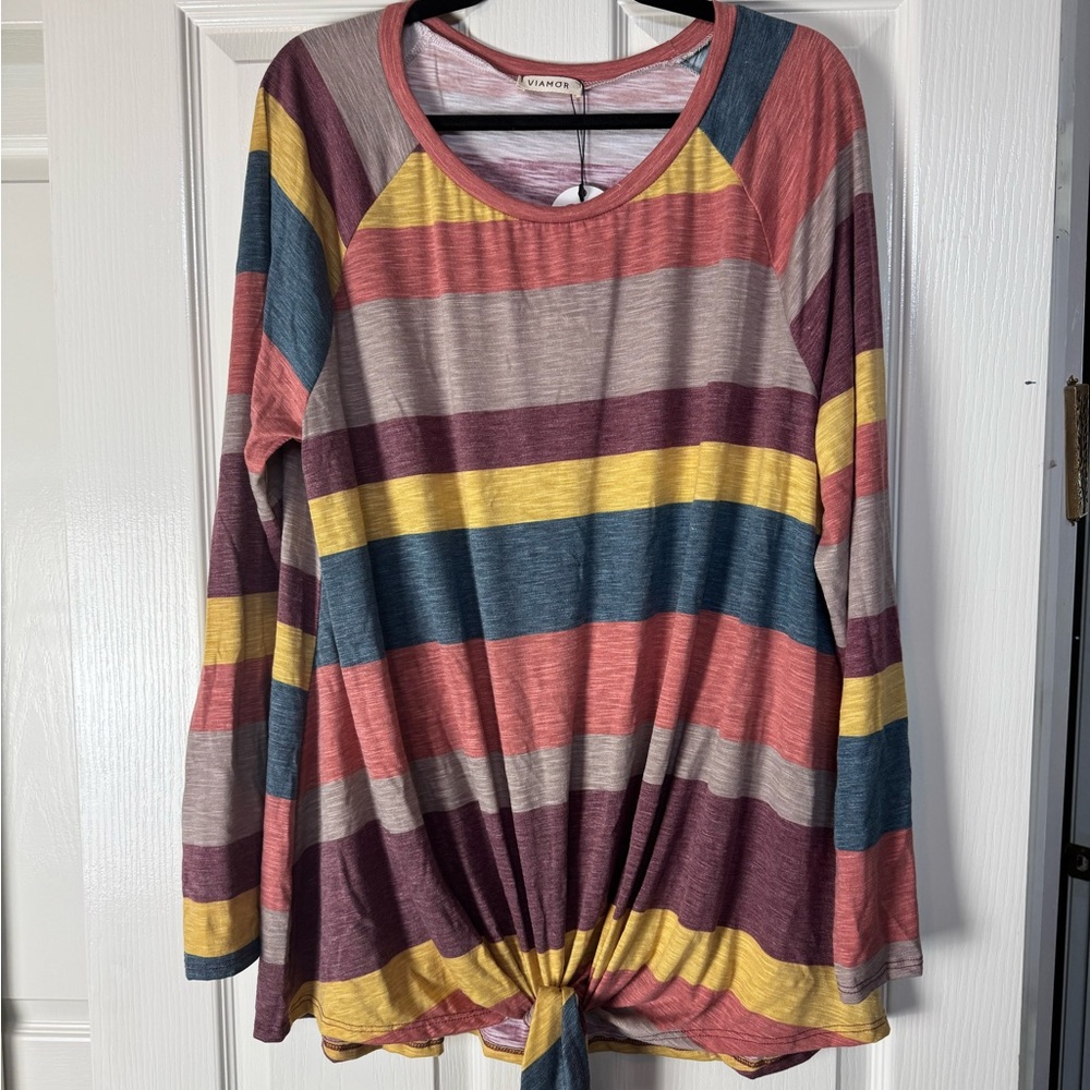 Vanguard Women's Colorful Striped Long Sleeve Top